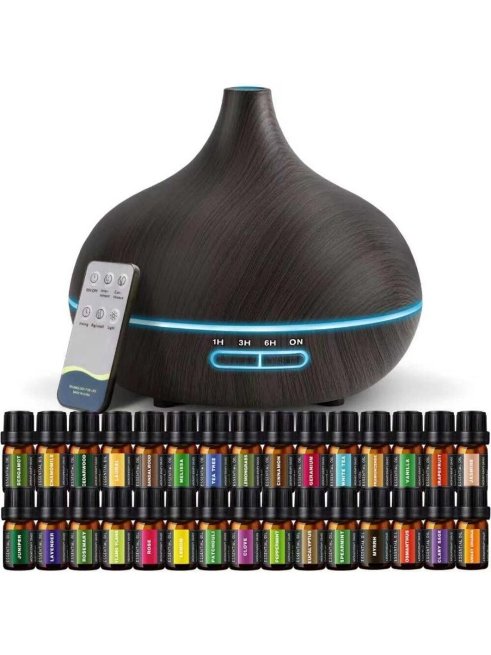 550ml Oil Diffuser with 30 Aromatherapy Essential Oils for Relaxation & Wellness
